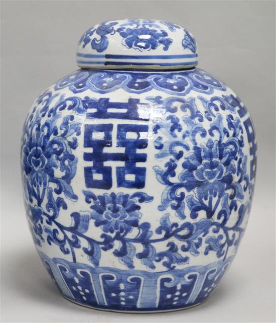 A Chinese blue and white ginger jar